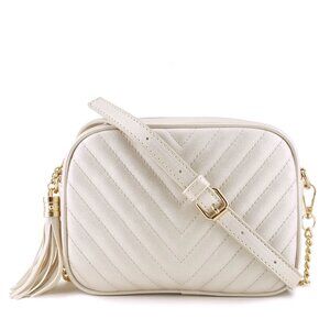 9037 Simple Shoulder Crossbody Bag With Metal Chain Strap And Tassel Top